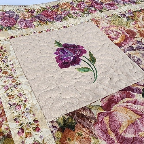 FROSTED ROSES EMBROIDERED TABLE RUNNER