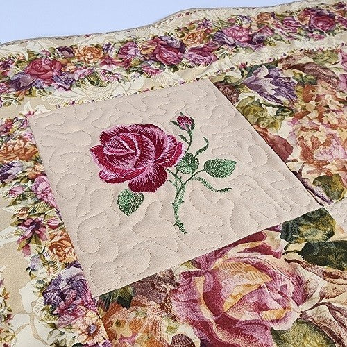 FROSTED ROSES EMBROIDERED TABLE RUNNER