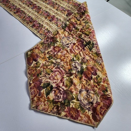 FROSTED ROSES FLORAL TABLE RUNNER