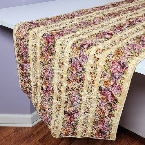 FROSTED ROSES FLORAL TABLE RUNNER