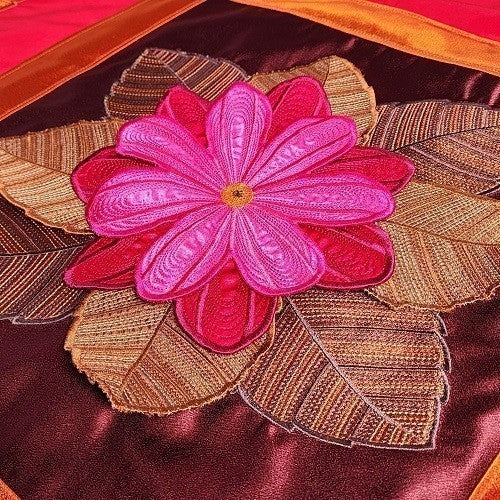 IN FULL BLOOM Three Dimensional Floral Satin Embroidered Throw