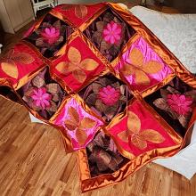 IN FULL BLOOM Three Dimensional Floral Satin Embroidered Throw