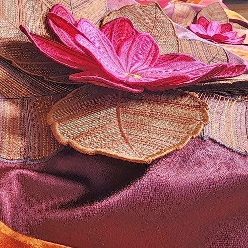 IN FULL BLOOM Three Dimensional Floral Satin Embroidered Throw