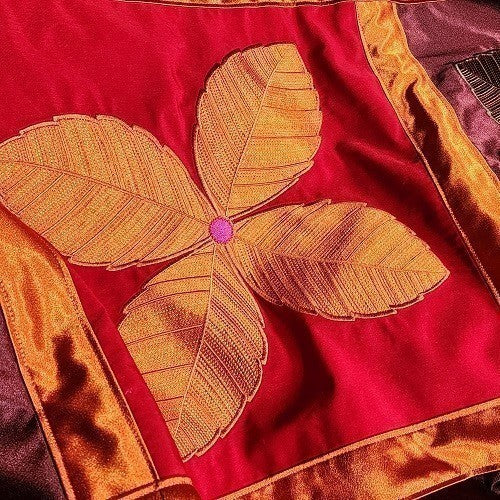 IN FULL BLOOM Three Dimensional Floral Satin Embroidered Throw