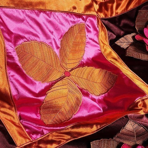 IN FULL BLOOM Three Dimensional Floral Satin Embroidered Throw