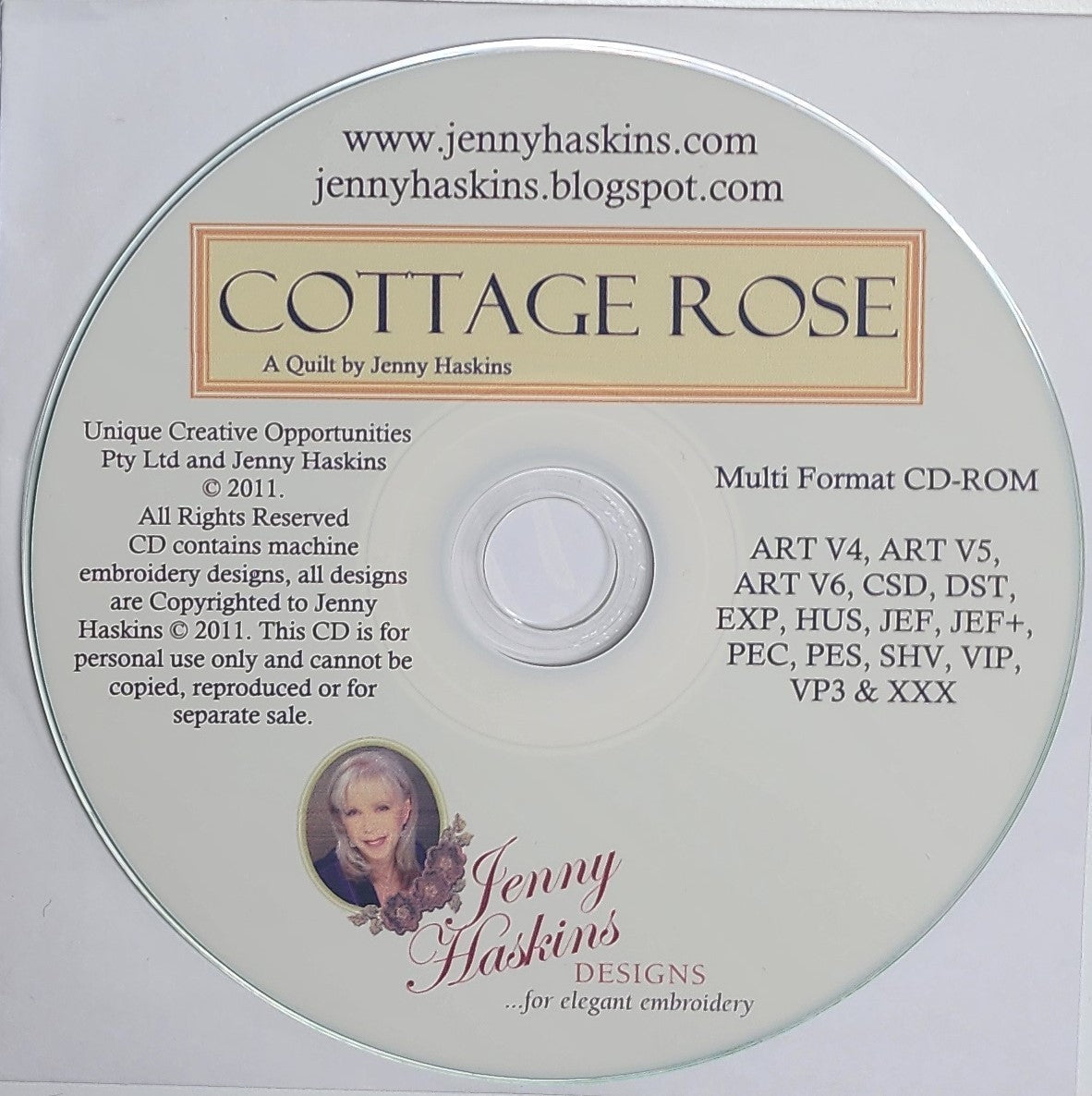 Jenny Haskins Cottage Rose Embroidery Project CD