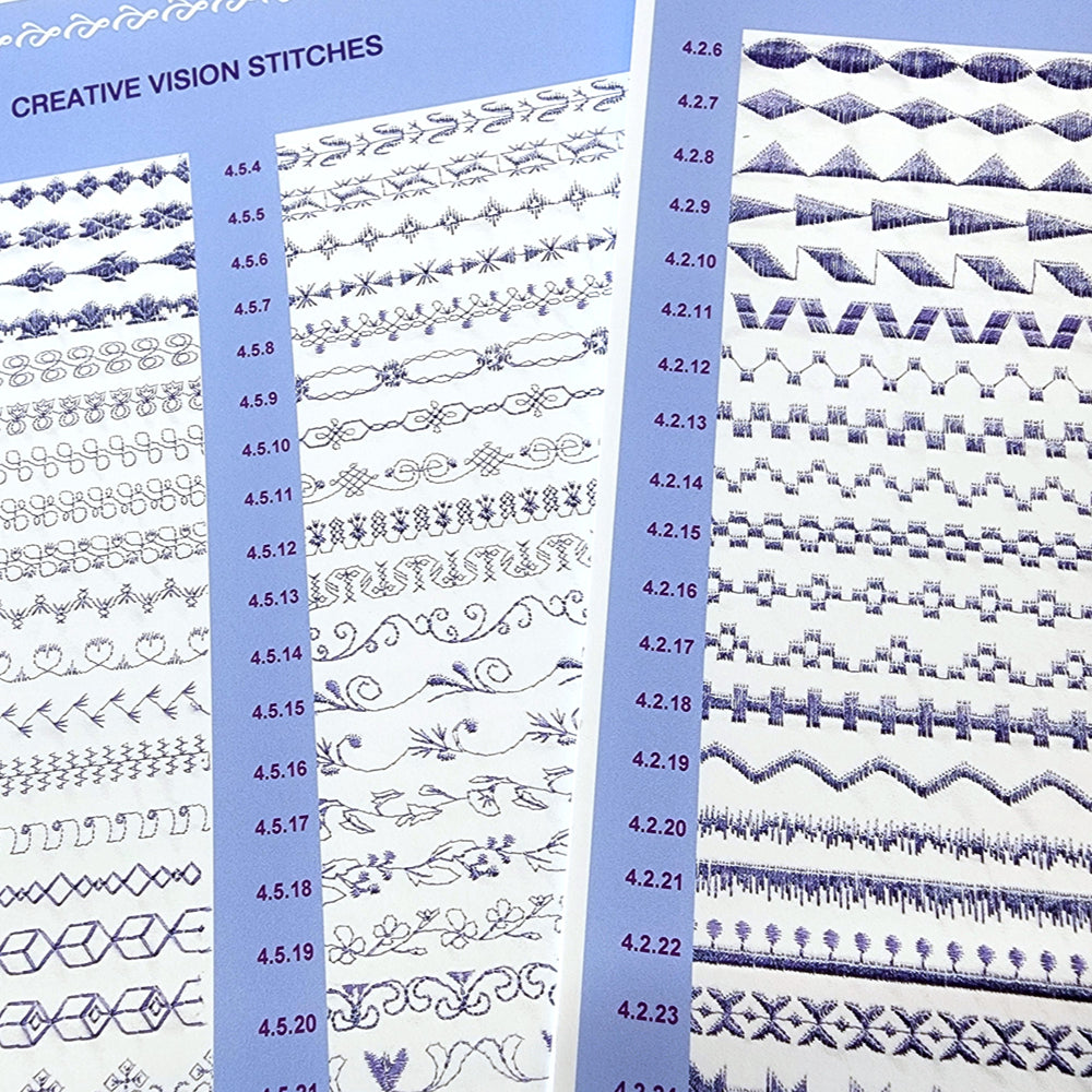 Pfaff Creative Vision/Sensation Stitch Sample Book - Real Stitch Outs of Stitches!