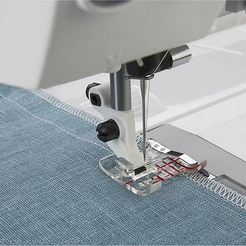 sewing a seam with the Husqvarna Viking Clear Seam Guide Foot