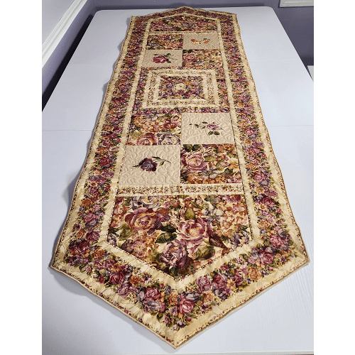FROSTED ROSES EMBROIDERED TABLE RUNNER