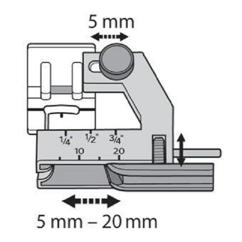Adjustable Bias Tape Binder Foot diagram