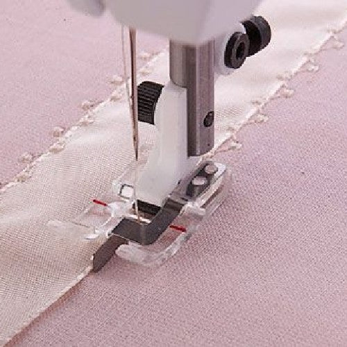 stitching an edge with the Husqvarna Viking Clear B Edge Joining Foot