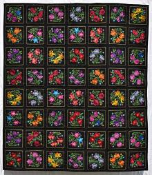 BLOOMING GARDEN 6 Floral Embroidered Wall Hanging / Quilt Throw