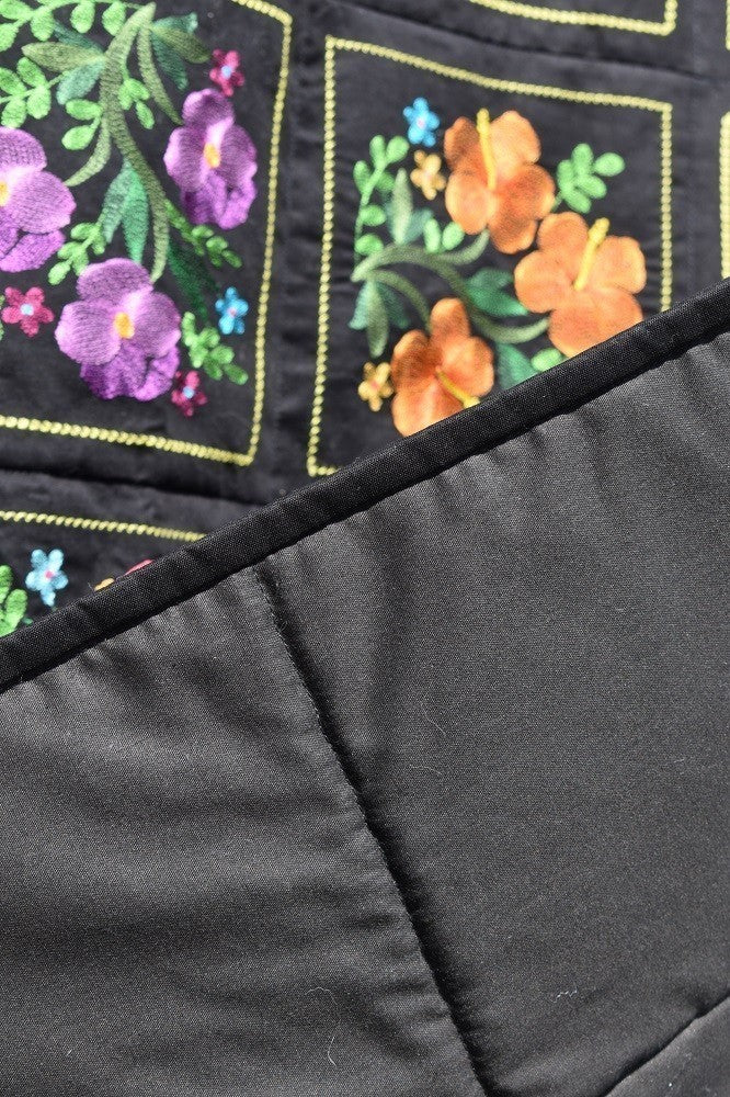 BLOOMING GARDEN 6 Floral Embroidered Wall Hanging / Quilt Throw