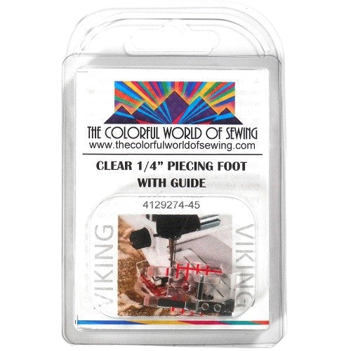 Husqvarna Viking Clear 1/4" Piecing Foot with Guide packaged