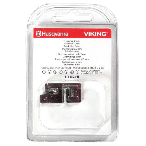 2mm Husqvarna Viking Shell Hemmer Foot packaged