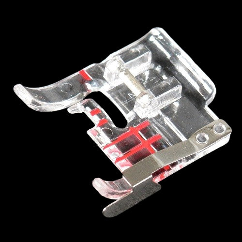 close up of the Husqvarna Viking Clear Seam Guide Foot