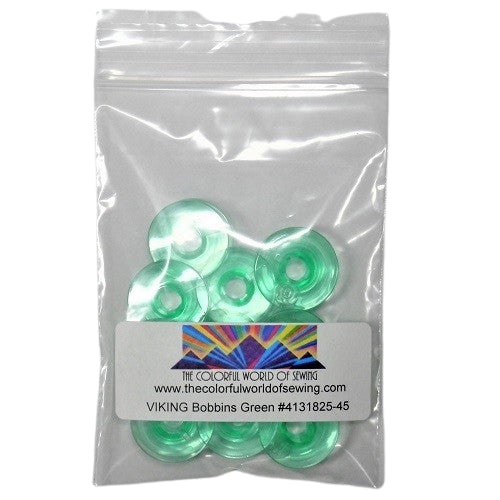 Husqvarna Viking/Pfaff "J" Series Green Bobbins packaged