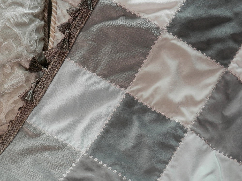GRAY VELVET Home Decorator Throw with Tassel Trim