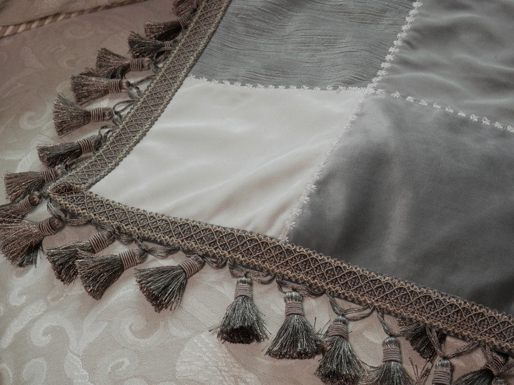 GRAY VELVET Home Decorator Throw with Tassel Trim