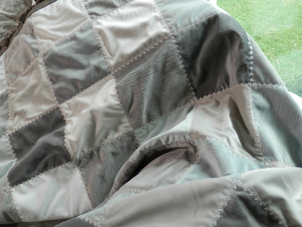 GRAY VELVET Home Decorator Throw with Tassel Trim