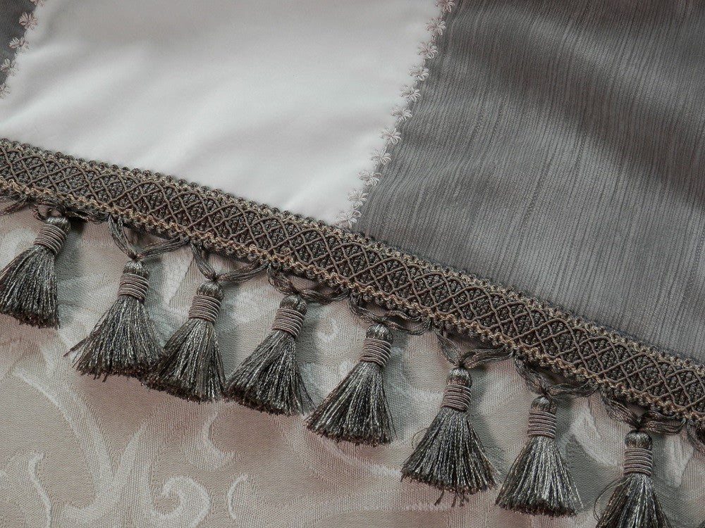 GRAY VELVET Home Decorator Throw with Tassel Trim