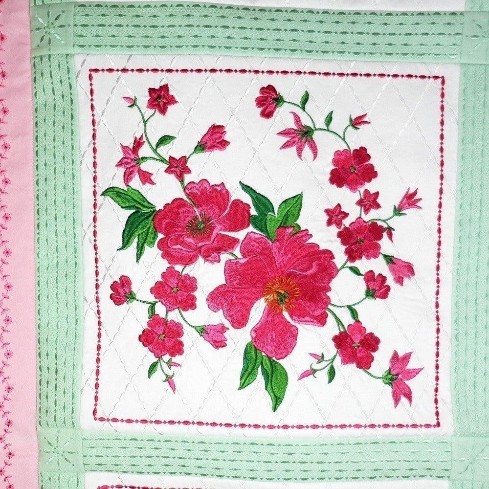 PERFECT BLISS Embroidered Poppies Sofa Size Wall Hanging