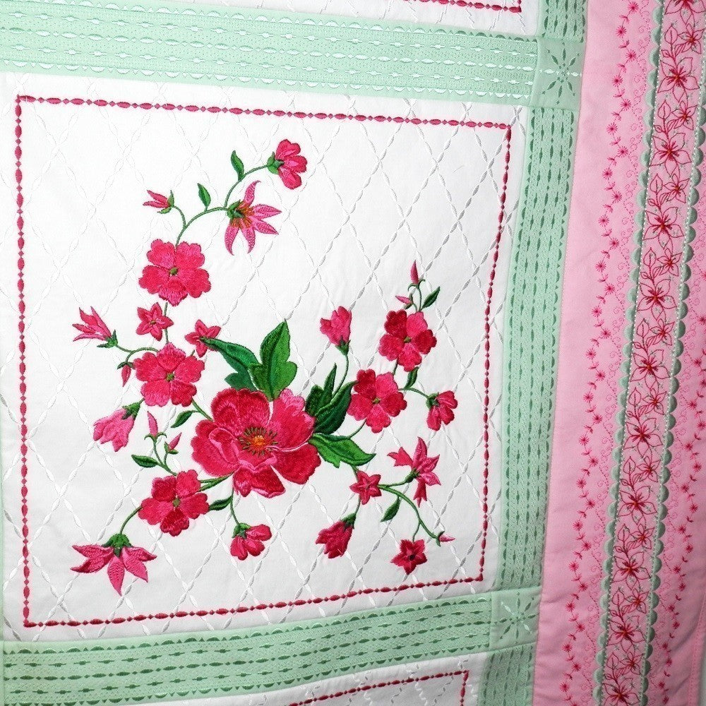 PERFECT BLISS Embroidered Poppies Sofa Size Wall Hanging