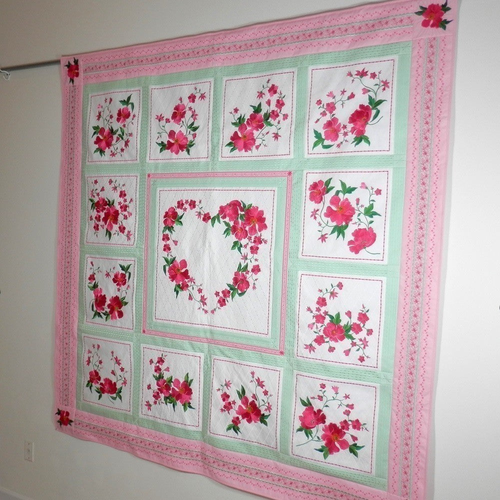 PERFECT BLISS Embroidered Poppies Sofa Size Wall Hanging