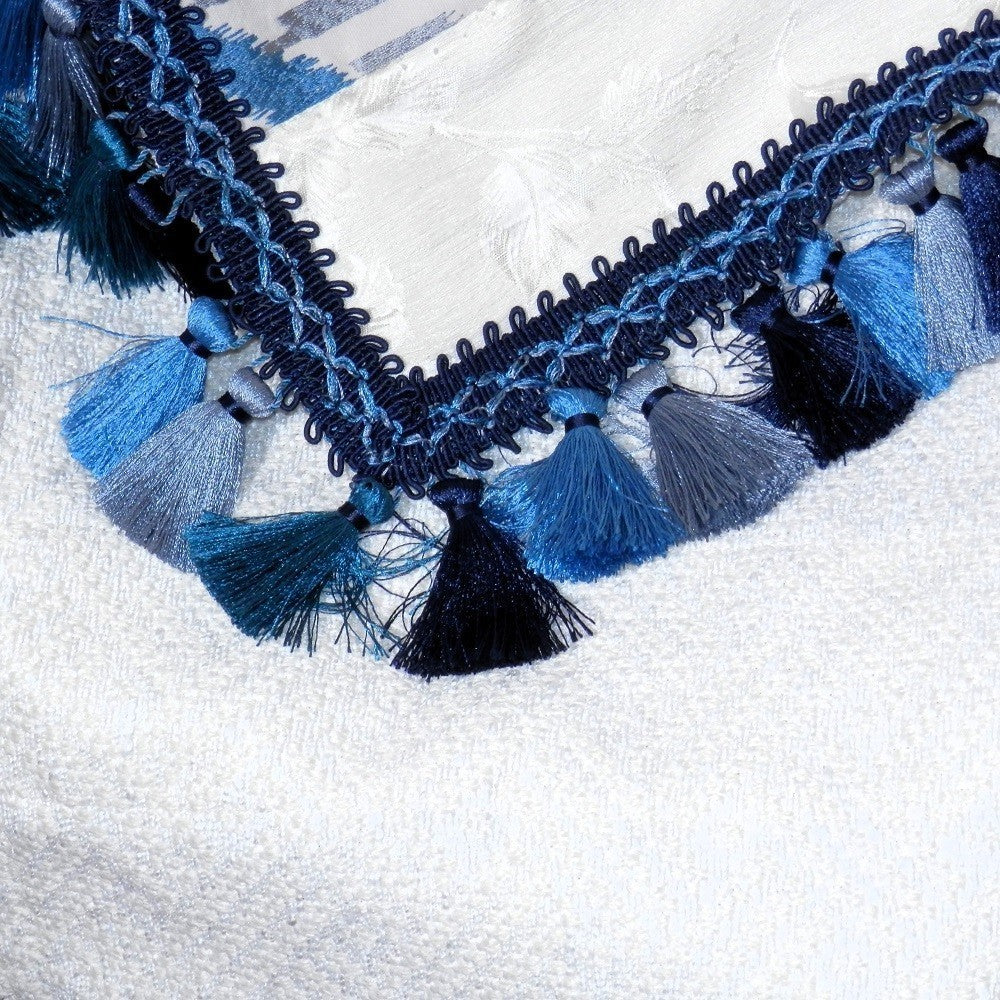 SAMPLES OF BLUE Home Decorator Throw with Tassel Trim