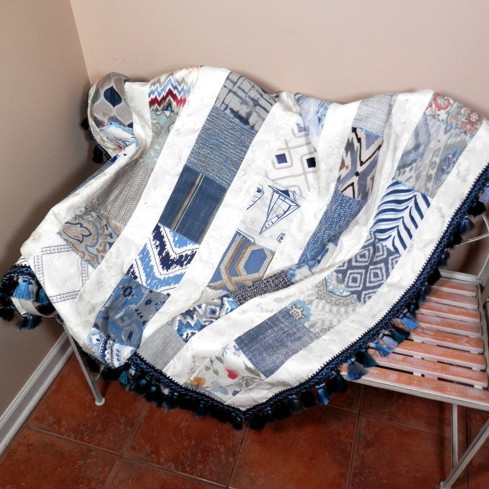 SAMPLES OF BLUE Home Decorator Throw with Tassel Trim