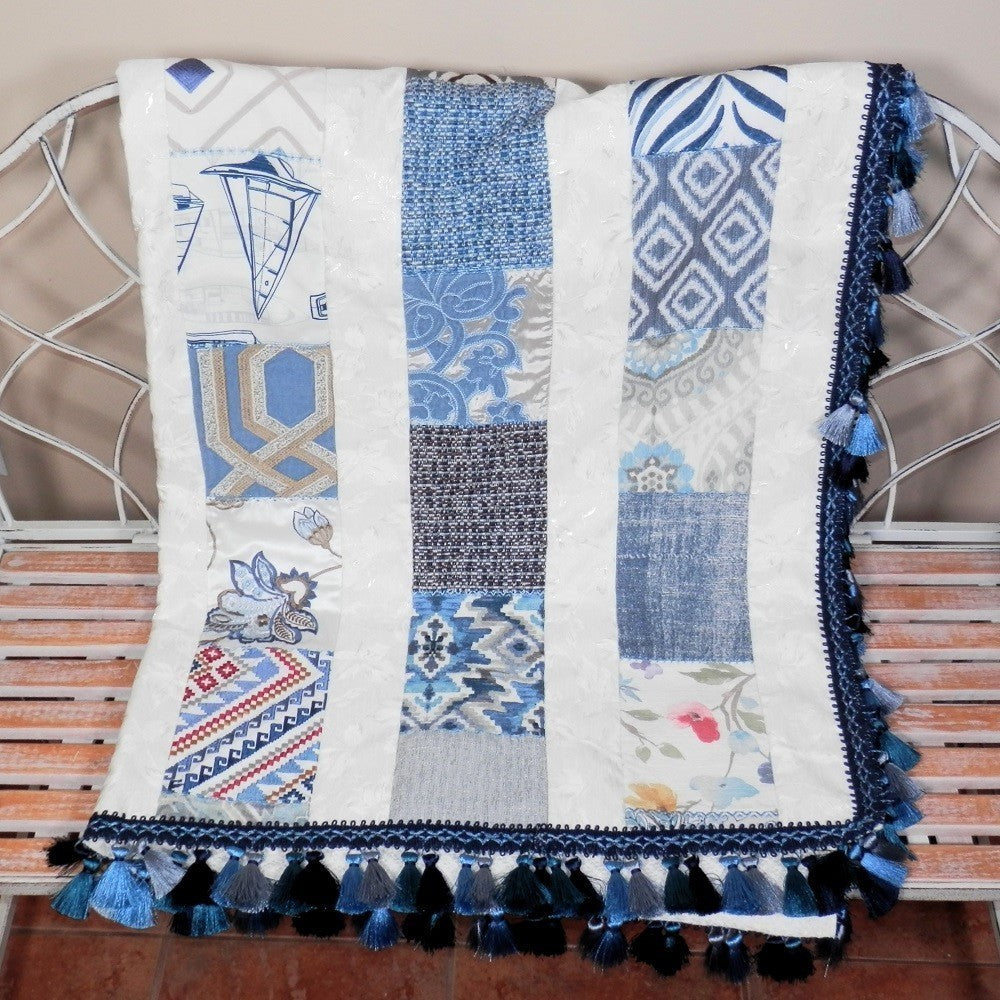 SAMPLES OF BLUE Home Decorator Throw with Tassel Trim