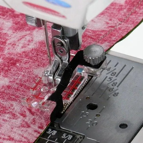 sewing 1/4" seam with Janome Clear View Quilting Foot and Guide Set