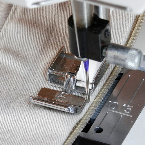 The Husqvarna Viking Zipper Foot "E" inserting a zipper