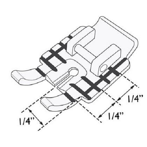 explanation of markings on the Husqvarna Viking Clear Quilter's 1/4" Piecing Foot.