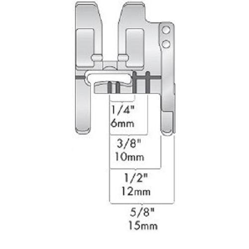illustration of seam markings on the Husqvarna Viking Clear Seam Guide Foot