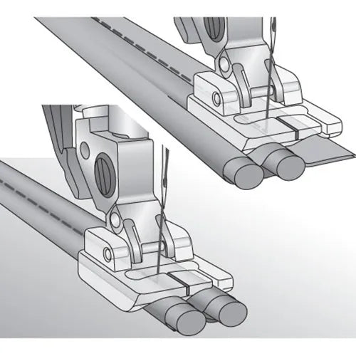 illustration of using the Pfaff Twin Welting Foot