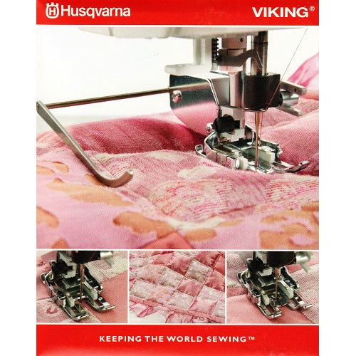 The Husqvarna Viking Interchangeable Dual Feed Walking Foot packaged