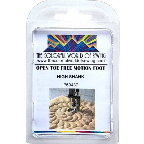 Open Toe Free Motion Quilting Foot for High Speed Straight Stitch Machines packaged