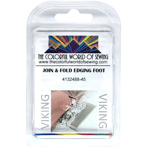 The Husqvarna Viking Join & Fold Edging Foot packaged