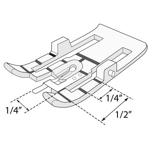 illustration showing the marking lines on the the Husqvarna Viking Changeable Quilter's Guide Foot.